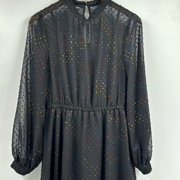 Modcloth Established Aplomb Rainbow Swiss Dot Long Sleeve Dress Size Large - Picture 4 of 12